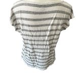 J Crew Striped Linen Pocket Tee Womens Size M White Gray Casual Short Sleeve Size M Photo 2