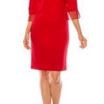 Slny  Illusion Cuff Sheath Dress in Red Midi Dress Petite Size 10 New with Tag Photo 1