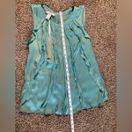 Kenar  Teal Ruffle Front Sleeveless Top Exposed Back Zip L Photo 4