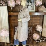 VINTAGE 1980'S NOBLE FASHIONS BROWN & CREAM WOOL HERRINGBONE TRENCH COAT (12) Photo 4