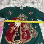 Vintage Tiara International Christmas Santa Sweater small green st Nick Bells Photo 5