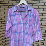 Ralph Lauren Lauren  Pink‎ Plaid Button Up Night Gown Size Medium Photo 2