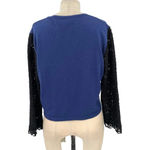 Anna Rachele Black Label Cardigan Sweater Lace Sleeve‎ Knit Blue Size Large Photo 3