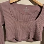 Adidas NWT  Studio Lounge Ribbed Cropped Long Sleeve Tee Pink Mauve- Size Medium Photo 4