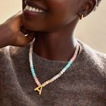 BaubleBar NWT Multicolor Beaded Necklace “N” Initial Photo 4