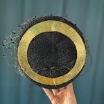 Vintage 50s Netted Straw Pillbox Hat Black Photo 2