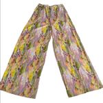 Nasty Gal Anthropologie LINEN Abstract wide leg Pants 4 purple green NEW Photo 1