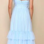 Lulus NWT  Endlessly Darling Light Blue Mesh Tiered Tie-Strap Maxi Dress Size S Photo 1