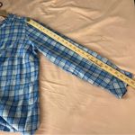 Talbots Blue Checkered Plaid Cotton Casual Ruffle Neck Long Sleeve Popover Shirt Photo 14