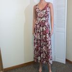 CHAPS Size Small NWT Noel Floral Sleeveless Jersey Midi Dress Wine Cream Roses Photo 2