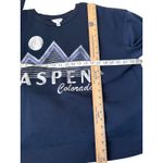 Time and Tru Womens Sweatshirt Large L Aspen Colorado Graphic Navy Blue Crewneck Photo 2