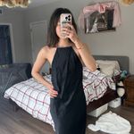 Cami NYC NWT  black silk halter rhinestone trim embellished open back midi dress Photo 2