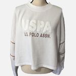 U.S. Polo Assn. USPA Boxy Cropped Sweatshirt White XL Copper Long Sleeve Photo 0