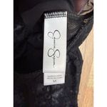 Jessica Simpson ‎ Black Lace Halter Bodysuit M – Floral Mesh Panel Back Keyhole Photo 2