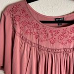 Torrid  Size 3 Mini Challis Embroidered Dress Pink Short Sleeves Boho Belt 3X Photo 6