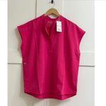 FIGS Rafaela Oversized Scrub Top in Shocking Pink, Size Medium Photo 6