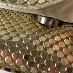 Jessica McClintock  GOLD SEQUINED SHOULDER CROSSBODY PURSE SILVER CHAIN STRAP Photo 5