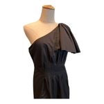 Anthropologie Leifsdottir‎ Dress Sz 8 Womens Black One Shoulder Ruffle Mini Cotton Blend Lined Photo 1