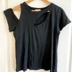 LNA  Cutout Short Sleeve TShirt M Crewneck Cotton Black Minimalist Essential Photo 0