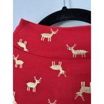 White Stag Red Mock Neck Gold Reindeer Print Holiday Long Sleeve Shirt Large Photo 3