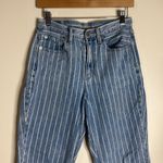 American Eagle pin striped high rise mom denim ankle jeans size 4 festival cute Photo 2