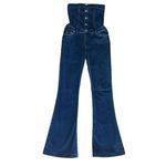 SER.O.YA Free People Women’s April Strapless Denim Flared DeepSea Blue Jumpsuit Size M Photo 11