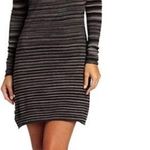 prAna  Women's Dress Breathe Striped Turtleneck Lightweight Sweater Dress Gray M Photo 0