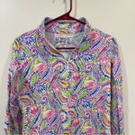 IBKUL MASSIE S Print 50 SPF 1/4 Zip Mock Neck Golf Pickleball Tennis Top Pink Photo 1