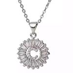 Silver Initial Crystal Pendant Necklace A Photo 0