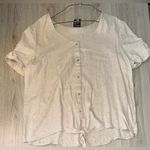 Como vintage  Cream tan Button Down Short Sleeve Top Photo 0