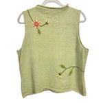 VTG Claire Murray Womens Sz L ? Green Silk Linen Blend Floral Knit Sweater Vest Size L Photo 5