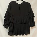 Boohoo  Black Pleated Tiered Ruffled Blouse Womens 8 Whimsigoth Preppy Flared Photo 5
