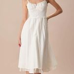 RIHOAS The White Ruched Slip Cotton Midi Dress Size M Photo 1