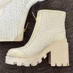 Gucci  Trip Zip Front Combat Boots White Rhombus GG Quilted Block Heel Size 37.5 Photo 9