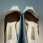 ZARA  Shimmery Silver Leather Square Toe Loafers Photo 7