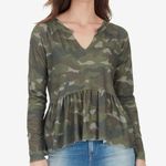 William Rast Womens Top Size Small Green Camouflage Print Bouse Photo 0