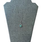 Blue Faux Tahitian Pearl Diamond Silver Necklace 20" Photo 1