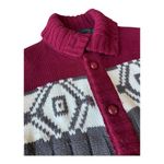 Vintage Retro Sigallo Knit Cardigan big collar, Gray, Maroon & Cream size medium Gray Photo 5