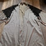 Victoria's Secret Houndstooth Lace Detail Silky Kimono Robe Wrap Size S/M Black Photo 0