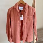 Lola River Gauze Muslin Button Up Shirt in Terracotta Photo 0