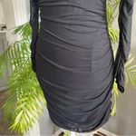 Sorelle UK Black Ruched Sheer Long Sleeve Mini Dress Slinky Bodycon HoCo M new Size M Photo 7