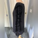 Ny Collection  Black Stretch Top Velvet Accent Flare‎ Sleeves Whimsigoth Witchy Photo 5