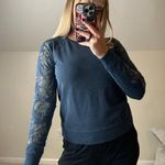 Lucky Brand : Floral Velour Dark Blue Sweatshirt Photo 0