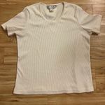 Allison Daley Vintage Ribbed White Short Sleeve Blouse Photo 5