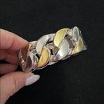 Vintage Two Tone Chain Link Cuff Bracelet Photo 4