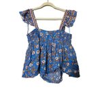 Free People NEW  Nala Printed Babydoll Top Blue Oversize Ruched Top Size XS Photo 2