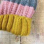 Chunky Knit Pom Fleece Lined Warm Winter Beanie Pastel Mustard Yellow Preppy Pink Photo 5