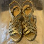 Fergalicious  Gold Strappy Wedges Size 8 Photo 2