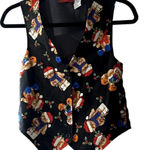 1980's Vintage Teddy Bear Black Christmas Vest Medium Holiday Indie Festive Folk Photo 0