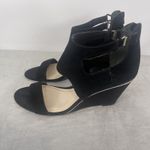 Alfani Wedge Sandals Black Velvet Size 9.5 Comfort Ankle Strap Back Zipper Photo 4